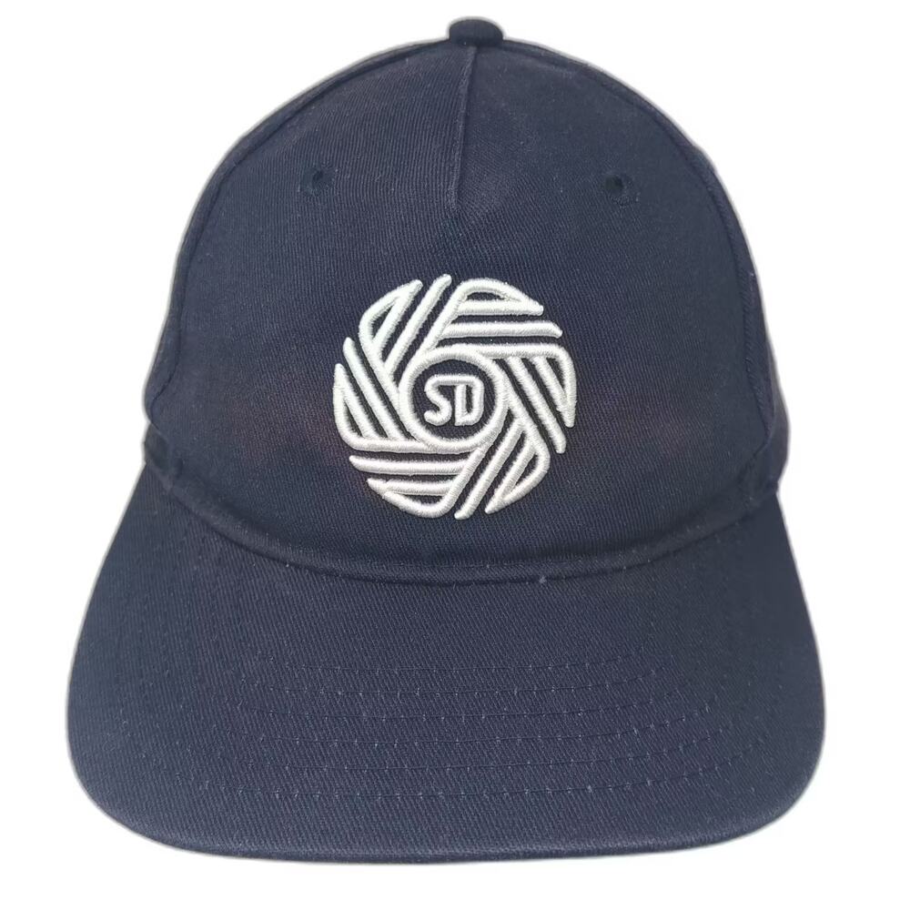 Sharp 5 Panel Hat Blue White SD Swirl Wave Undervisor OS Snapback Embroidered